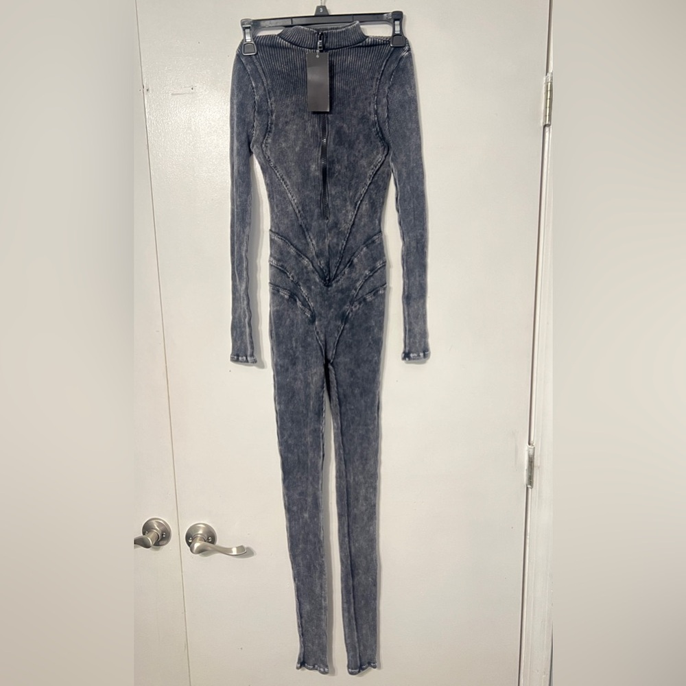 Ash Black/Grey Ribbed Jumpsuit